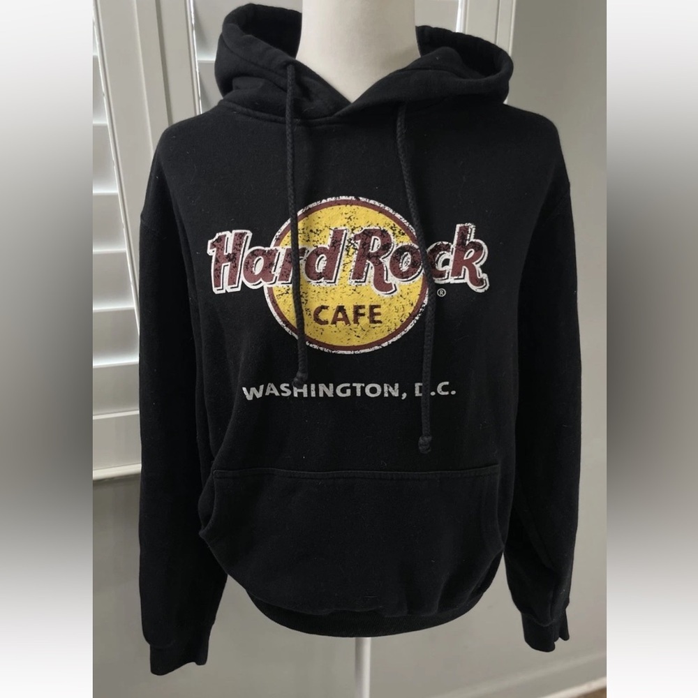 Hard Rock Cafe Washington D.C. Y2K Black Hoodie Sweatshirt Adult Size M‎ classic